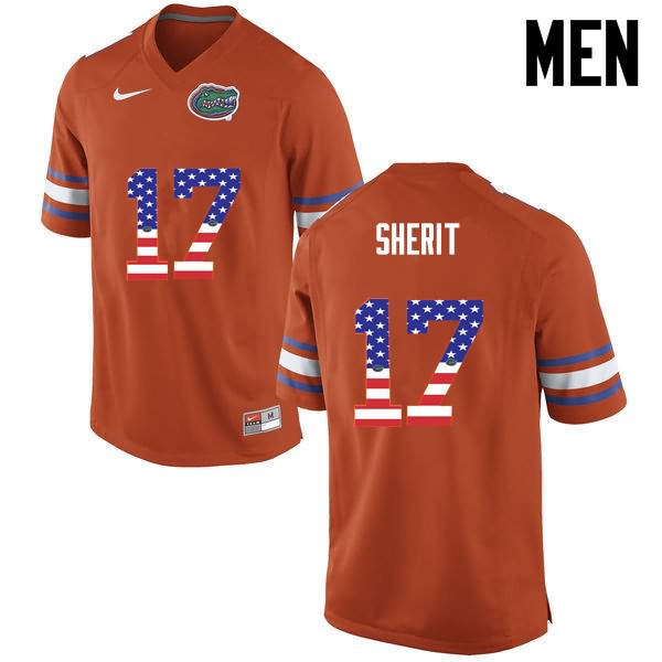 Men's NCAA Florida Gators Jordan Sherit #17 Stitched Authentic USA Flag Fashion Nike Orange College Football Jersey NGV6365KV